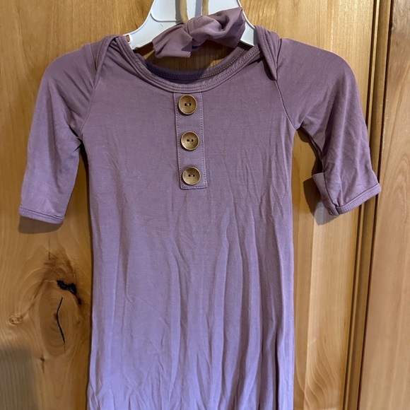 Mauve Kids Dress with Button Detail - Picture 2 of 2